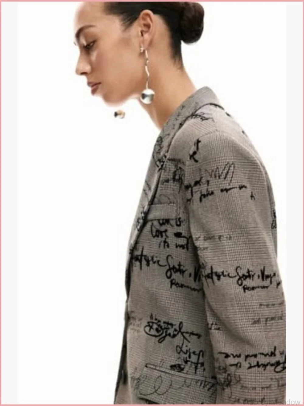 Trench Coat with Zipper Closure Long Sleeve Letter Print